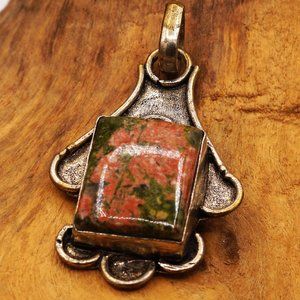 Handmade Vintage Ukanite Symbolic Blossom or Hand Silver Tone Pendant Only